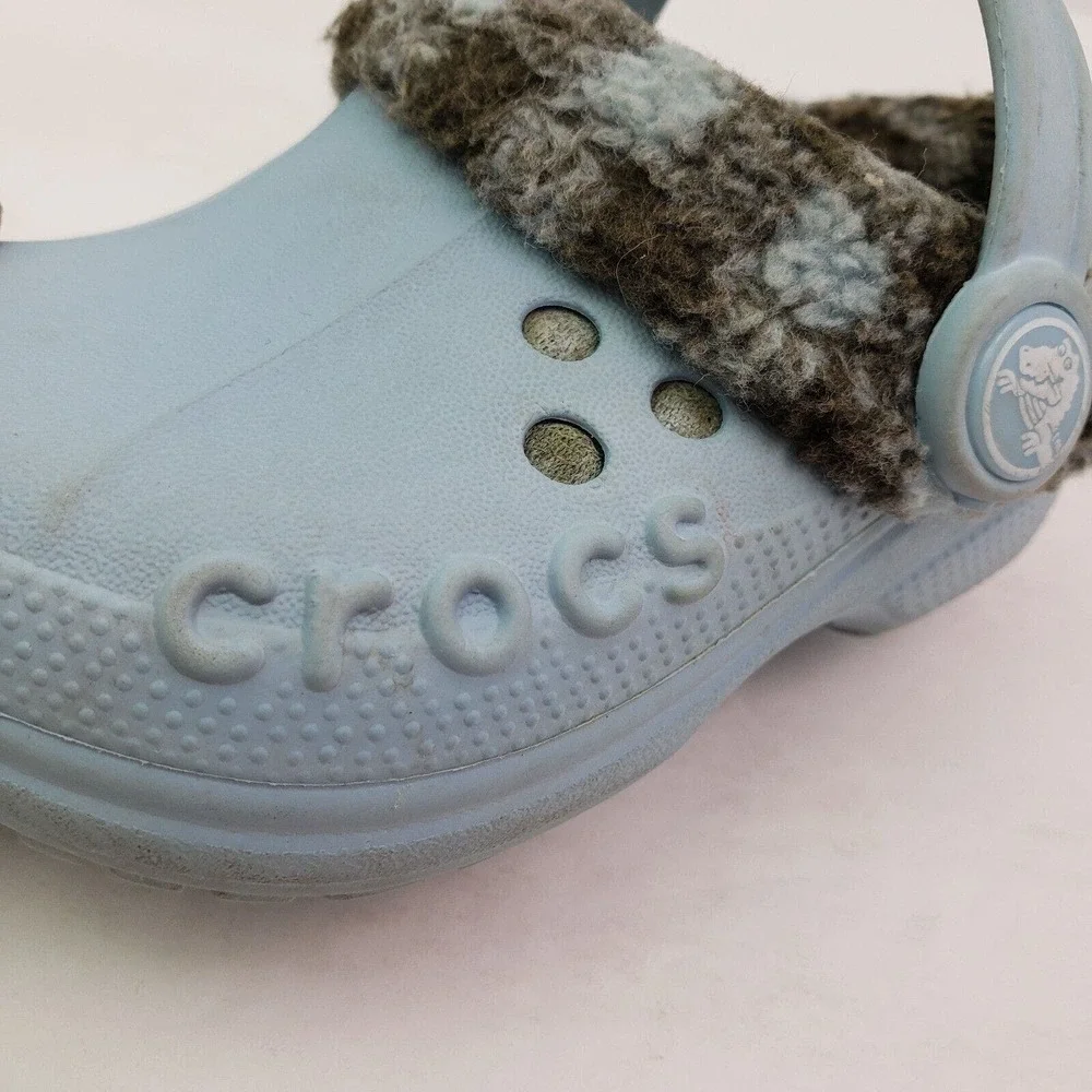 Crocs Classic Lined Toddler Boys Size 6-7c Blue Slip On Comfort Shoes